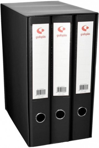 modulo 3 carpetas 2 anillas 40 mm negro folio 290x350x180 grafoplas 7284310