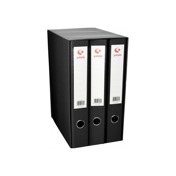modulo 3 carpetas 2 anillas 40 mm negro folio 290x350x180 grafoplas 7284310