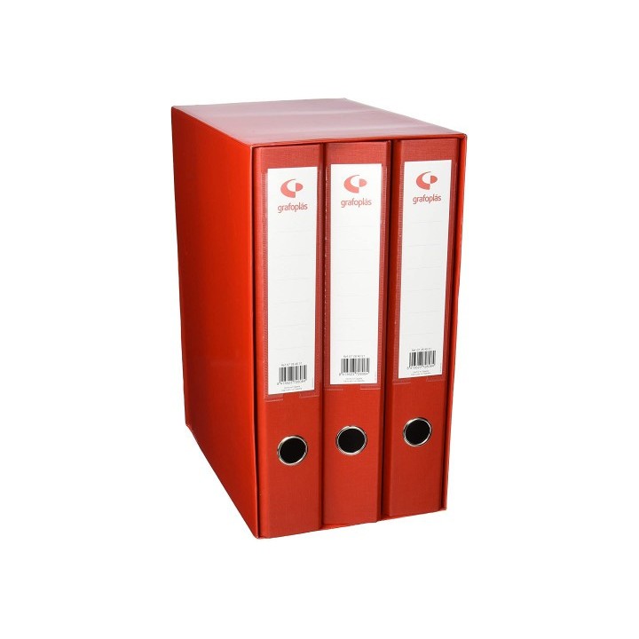 modulo 3 carpetas 2 anillas 40 mm rojo folio 290x350x180 grafoplas 7284351