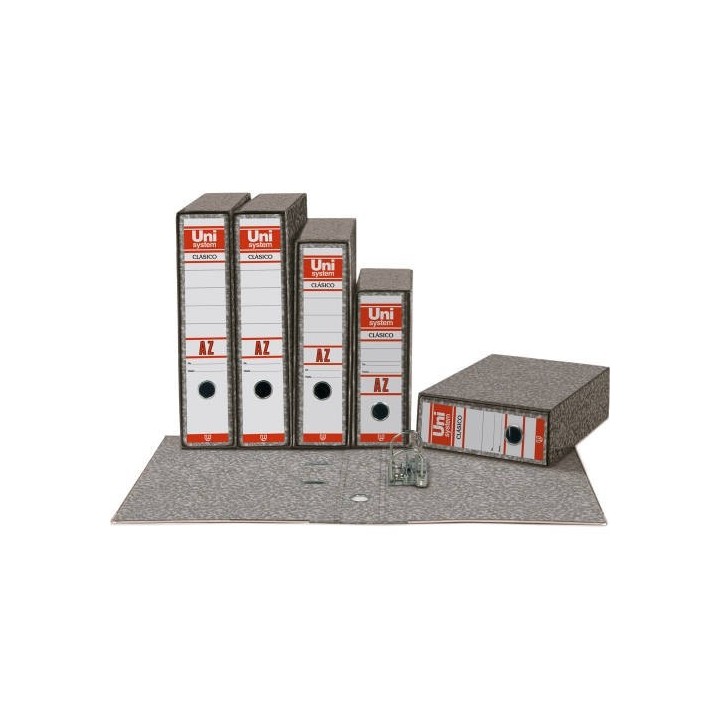 archivador clasico 1/4a 65mm sin rado color gris unisystem clasico 7359071