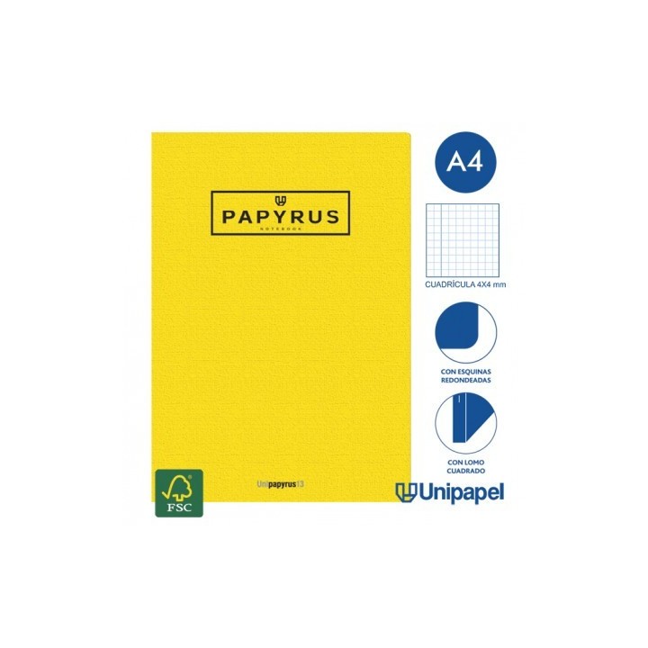 libreta grapada gofrada a4 48 hojas 90gr. 4x4 colores surtidos papyrus 88420599