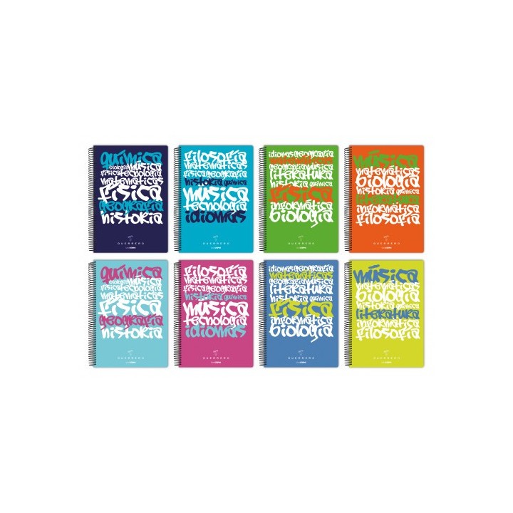 cuaderno polipropileno uniclasic folio 80 hojas 90gr. 1 linea colores surtidos guerrero 88423298