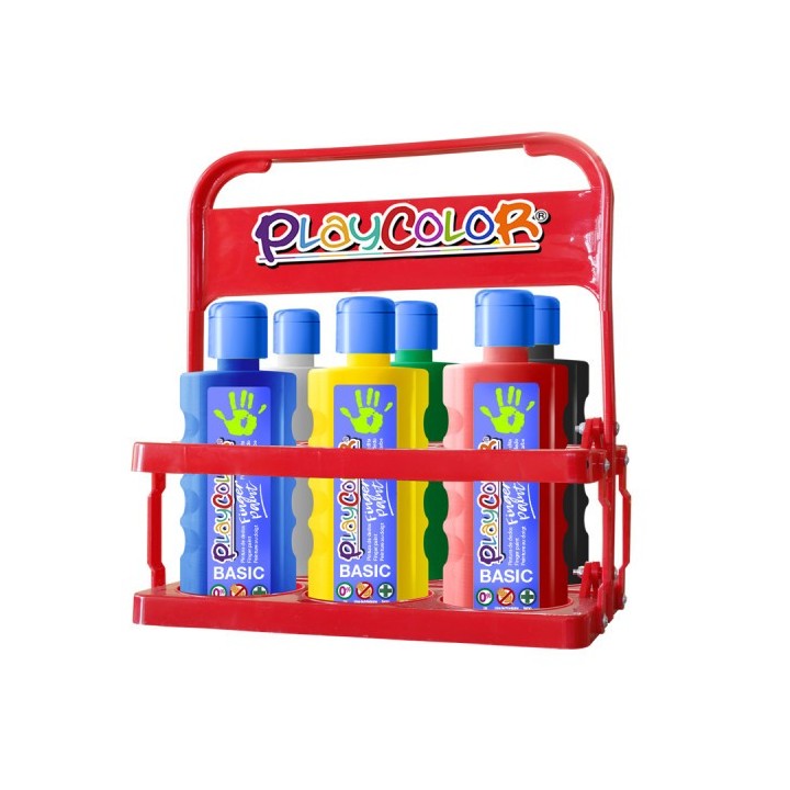 finger paint basic para 6 botellas 500ml. basket 6 colores playcolor 17791