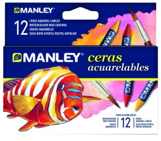 estuche 12 ceras acuarelables manley mnq00412