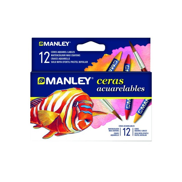 estuche 12 ceras acuarelables manley mnq00412