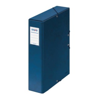 cajas de proyectos carton forrado lomo de 7 cm azul con etiqueta 245x350x70 dohe 09736