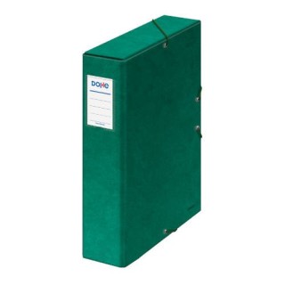 cajas de proyectos carton forrado lomo de 7 cm verde con etiqueta 245x350x70 dohe 09738