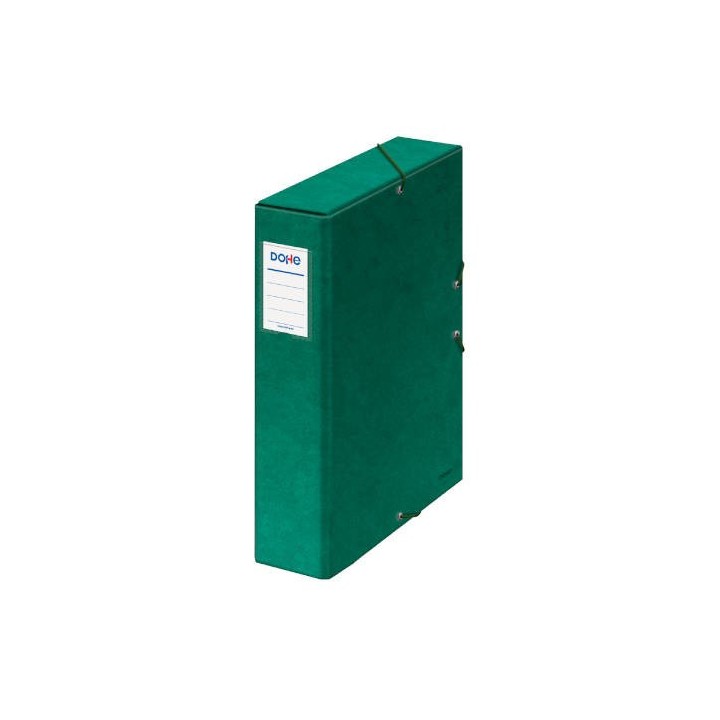 cajas de proyectos carton forrado lomo de 7 cm verde con etiqueta 245x350x70 dohe 09738
