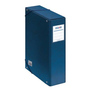 cajas de proyectos carton forrado lomo de 9 cm azul con etiqueta 245x350x90 dohe 09744