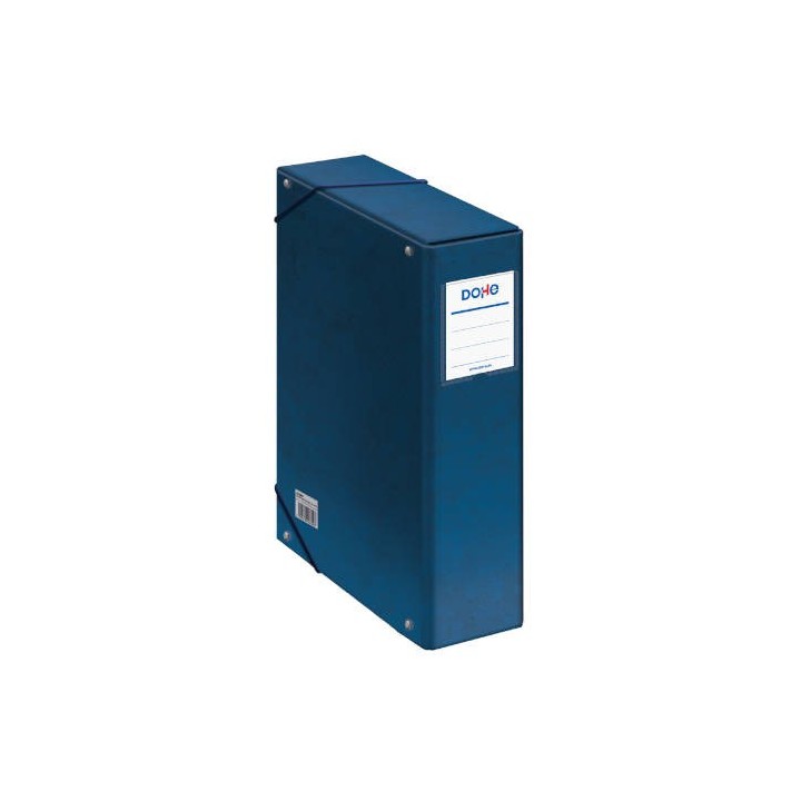 cajas de proyectos carton forrado lomo de 9 cm azul con etiqueta 245x350x90 dohe 09744