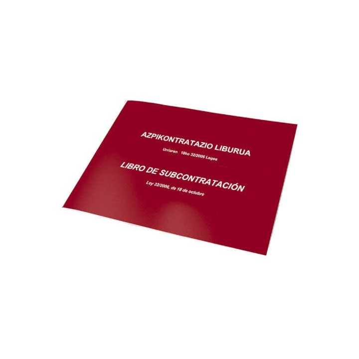 libro de subcontratacion euskera/castellano a4 apaisado 10 hojas numeradas dohe 09992