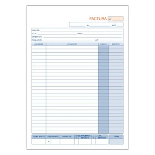 talonario 50 juegos facturas duplicado (original+copia autocopiativa) a4 natural dohe 50008d