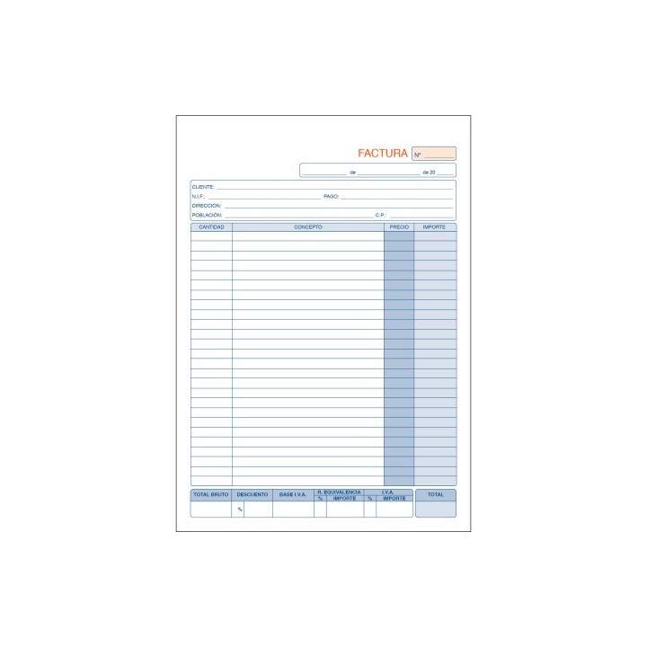 talonario 50 juegos facturas duplicado (original+copia autocopiativa) a4 natural dohe 50008d