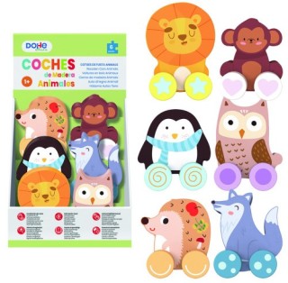 expositor de 6 cochecitos de animales de madera - a partir de 1 ano dohe 64002