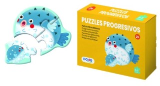 caja 4 puzzles progresivos animales - puzzle de 2/3 piezas - a partir de 2 anos dohe 65000