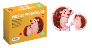 caja 4 puzzles progresivos animales - puzzle de 4/5 piezas - a partir de 2 anos dohe 65001