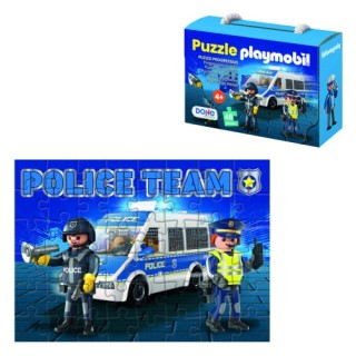 caja de puzzle - 48 piezas - playmobil - modelo police dohe 65012