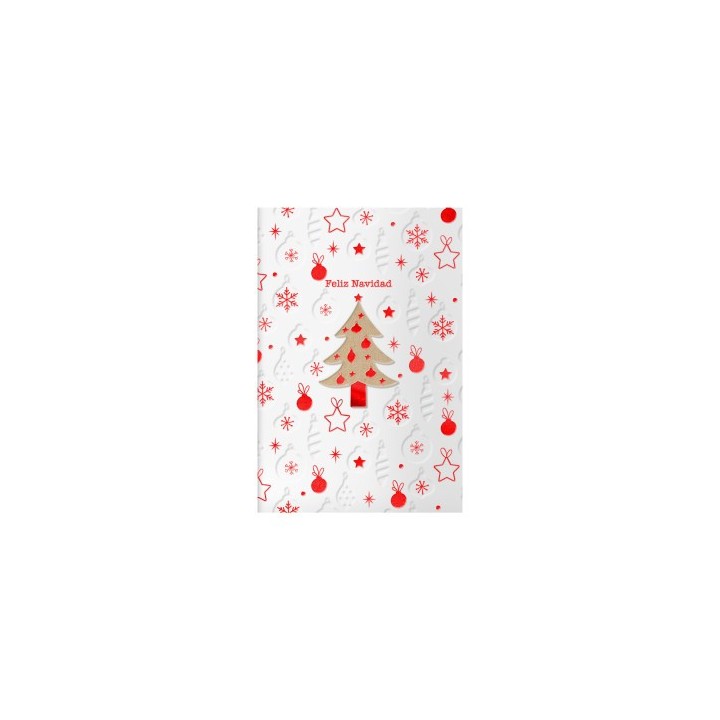pack 6 tarjetas de felicitacion navidad - tamano 11,5 x 17 cm - modelo wood dohe 70039