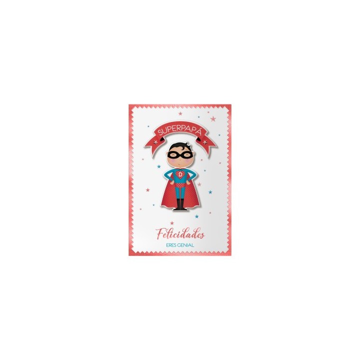 pack 6 tarjetas de felicitacion papas - tamano 11,5 x 17 cm - modelo superdad dohe 70082