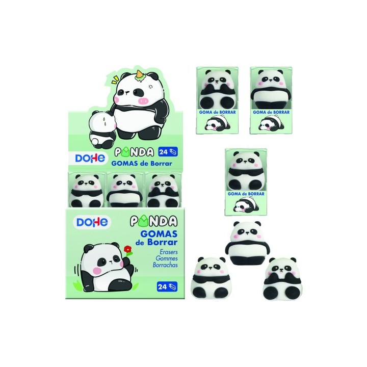 expositor con 24 gomas de borrar panda dohe 79635