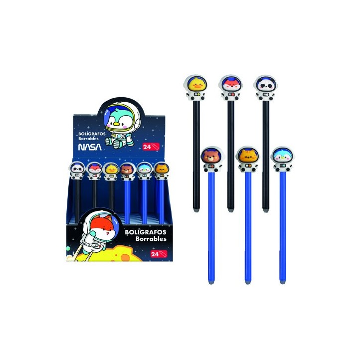 expositor con 24 boligrafos astronautas-animales - nasa dohe 79666