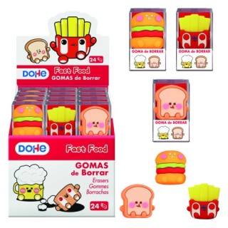 expositor con 24 goma de borrar fast food dohe 79673