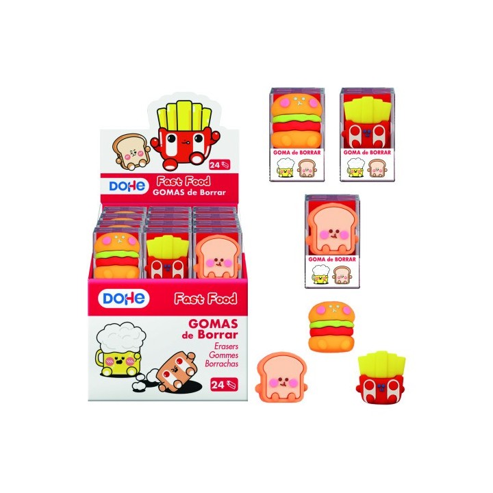 expositor con 24 goma de borrar fast food dohe 79673
