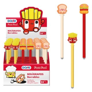 expositor con 24 boligrafos borrables fast food dohe 79688
