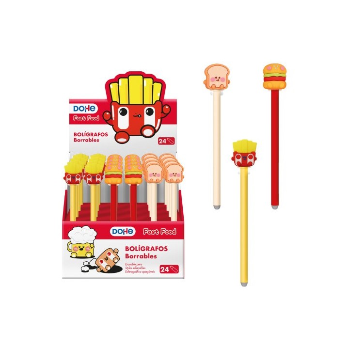 expositor con 24 boligrafos borrables fast food dohe 79688
