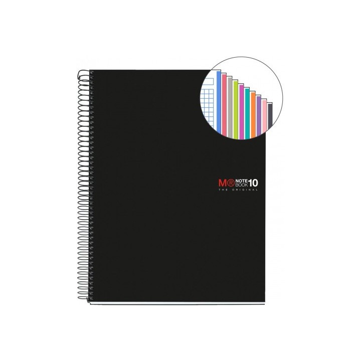 cuaderno espiral nb-18 a5 200 hojas 5x5mm polipropileno negro miquelrius 47044