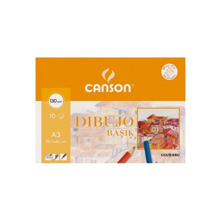 bloc minipack 10 hojas basik 130g a3 guarro canson c200403159