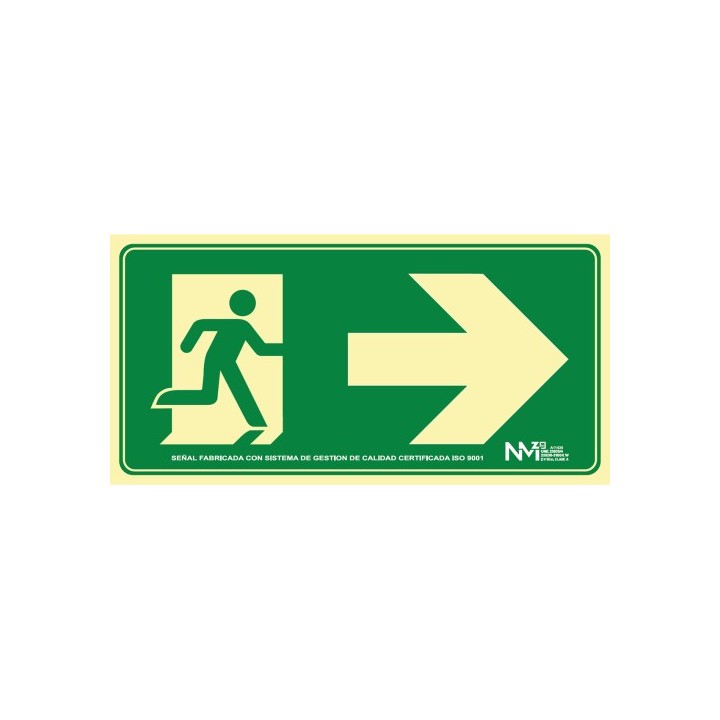 senal homologada seguridad salida emergencia derecha 320x160mm pvc verde archivo2000 6170-16h ve