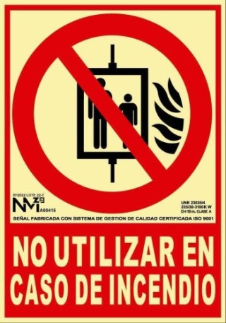 senal de incendio no utilizar en caso de incendio 21x30cm homologada segun normativa pp rojo archivo