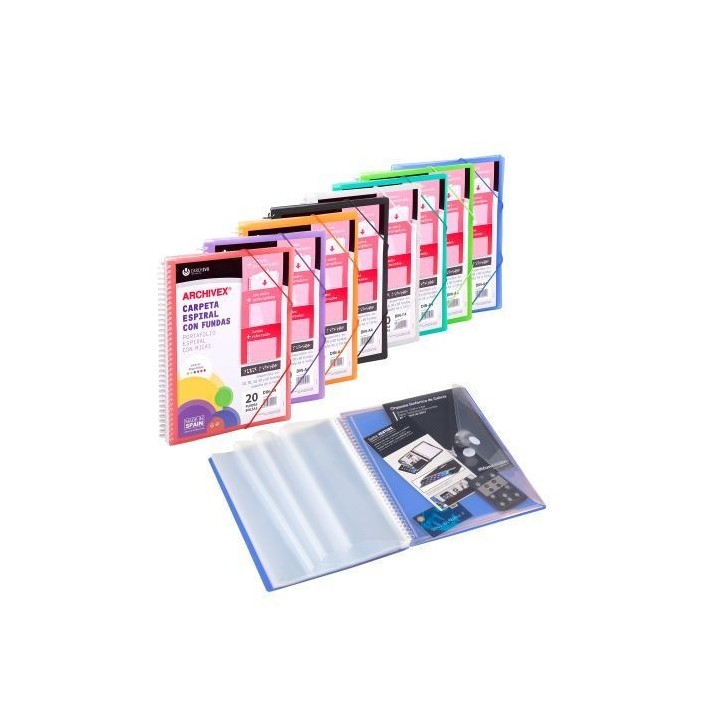 carpeta archivex-star espiral canguro 20 fundas color azul carchivo 53032050