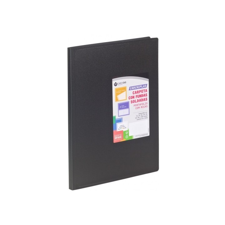 carpeta carchiplas-book a4 polipropileno 50 fundas soldadas negro carchivo 50305006