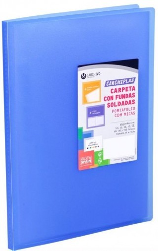 carpeta carchiplas-book a4 polipropileno 50 fundas soldadas azul carchivo 50305050