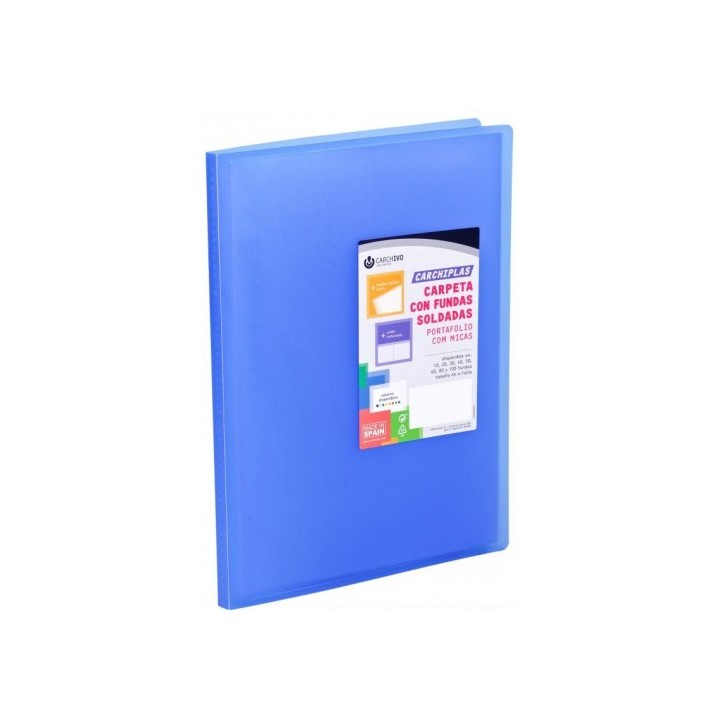 carpeta carchiplas-book a4 polipropileno 50 fundas soldadas azul carchivo 50305050
