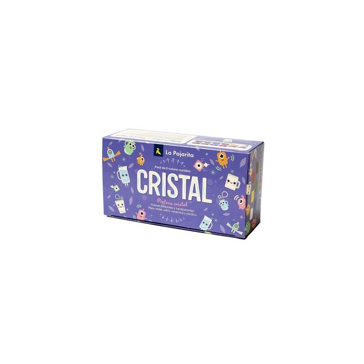 kit pintura para cristal + pincel 6 colores surtidos la pajarita 999994