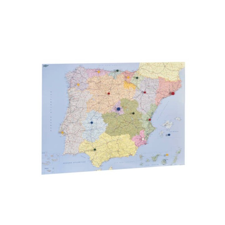 mapa espana y portugal plastificado sin marco enrollado 103x129 cm. faibo 153g