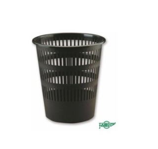 papelera rejilla 12 l color negro plastico reciclado y reciclable faibo 307r2