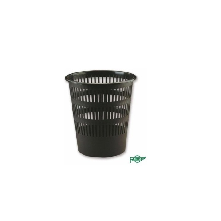 papelera rejilla 12 l color negro plastico reciclado y reciclable faibo 307r2