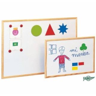 pizarra magnetica blanca con marco en madera pino 60x90 cm. faibo 702-3