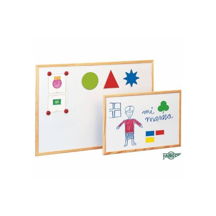 pizarra magnetica blanca con marco en madera pino 60x90 cm. faibo 702-3