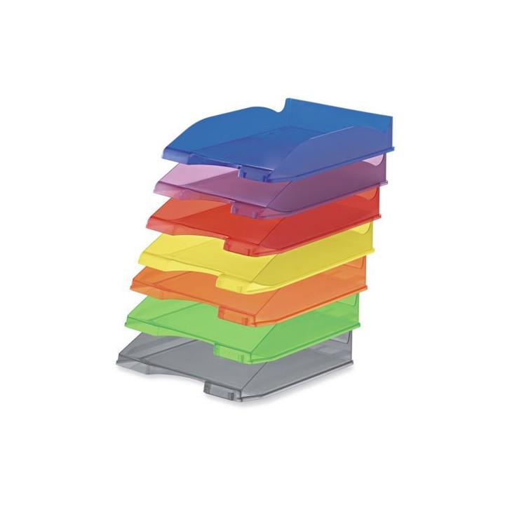 bandeja apilable de plastico 350x250x65 mm. color azul osc. translucido faibo 93tr-62