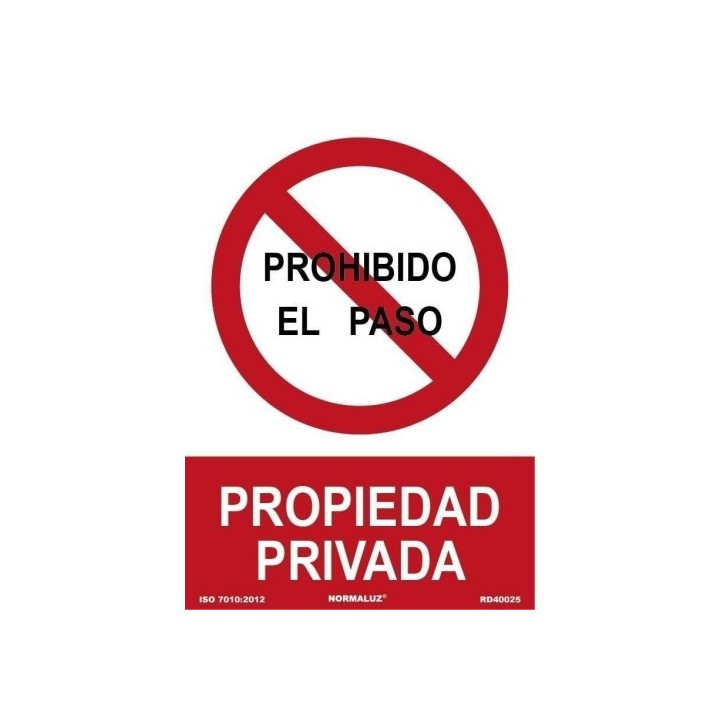 senal prohibido el paso propiedad privada 21x30cm pp rojo y blanco archivo 2000 6174-09 rj