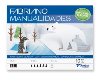 bloc 10 hojas manualidades cartulina blanca fabriano s0400003