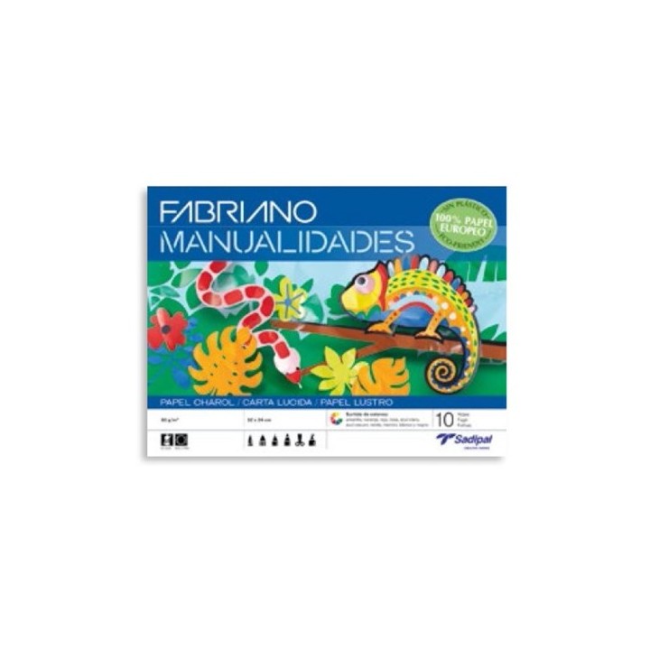 bloc 10 hojas manualidades papel charol fabriano s0400007