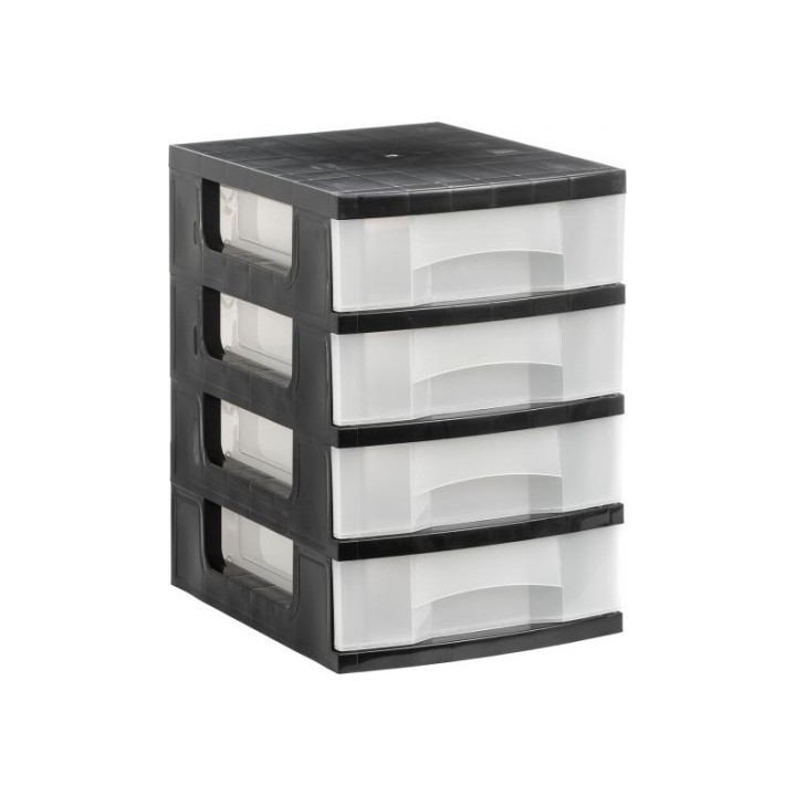 torre de almacenaje 4 cajones de 6 litros negro/translucido 390x290x430 mm archivo 2000 1104 cs tl