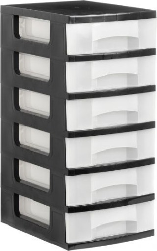 torre de almacenaje 6 cajones de 6 litros negro/translucido 390x290x635 mm archivo 2000 1106 cs tl