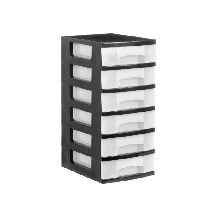 torre de almacenaje 6 cajones de 6 litros negro/translucido 390x290x635 mm archivo 2000 1106 cs tl